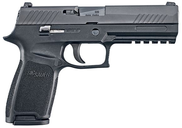 Picture of SIG SAUER P320 Striker Action Semi-Auto Pistol - 9mm, 4.7", Nitron Stainless Steel, Black Polymer Grip Module, 2x10rds, Contrast Sights, Rail, W/New Trigger & Slide
