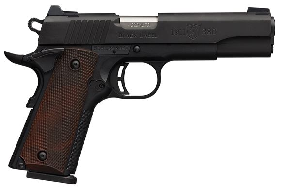 Picture of Browning 1911-380 Black Label Special Single Action Semi-Auto Pistol - 380 ACP, 4-1/4", Matte Black Steel Slide, Matte Black Composite Frame, 8rds, Whtie Dot Front & Rear Sights, Extended Ambi Safety, Skeletonized Hammer