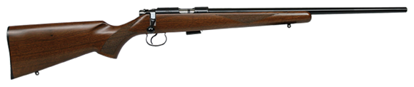 Picture of CZ 455 Varmint Rimfire Bolt Action Rifle - 22 Win Mag, 20-1/2", Hammer Forged, Blued, Walnut Stock, 5rds, Adjustable Trigger