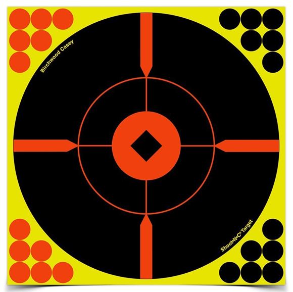 Picture of Birchwood Casey Targets, Shoot-N-C Targets - Shoot-N-C 8" Bull's-Eye Target, 6 Targets, With 24 Repair Pasters