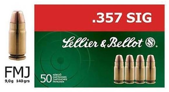 Picture of Sellier & Bellot Pistol & Revolver Ammo - 357 Sig, 140Gr, FMJ