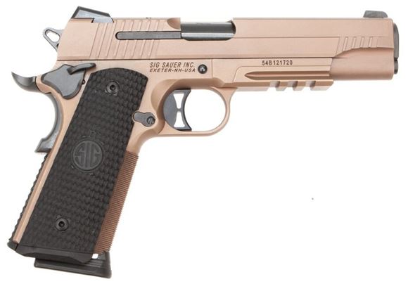 Picture of SIG SAUER 1911 Emperor Scorpion Single Action Semi-Auto Pistol - 45 ACP, 5", FDE PVD, Black G-10 Grips, 2x8rds, Low-Profile Night Sights, Magwell