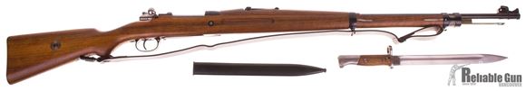 Picture of Pre Owned 1935 Brazilian Mauser Bolt Action Rifle, All Original Un-Issued, Full Military Wood Stock, 30'' Barrel w/Sights and Muzzle Protector, Leather Sling, Matching Bayonet, Never Used, Mint Condition