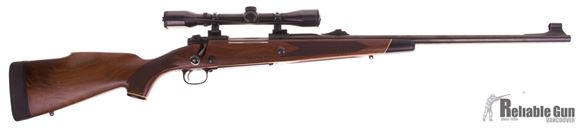 Picture of Used Winchester Model 70 Push Feed 375 H&H, 24'' Barrel w/Sights, Walnut Stock w/2 Cross Bolts, Kick EEZ Recoil Pad, Weaver 4x Scope, Very Good Condition