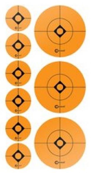 Picture of Caldwell Shooting Supplies Paper Targets - Target Sticker Shooting Spots, 2"+1", Spots, 12 Sheet Pack