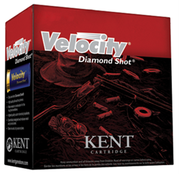 Picture of Kent Velocity Diamond Shot Lead Sporting/Target Shotgun Ammo - 12Ga, 70mm (2-3/4"), 24gms, #7.5, 250rds Case, 1350fps (International Trap)