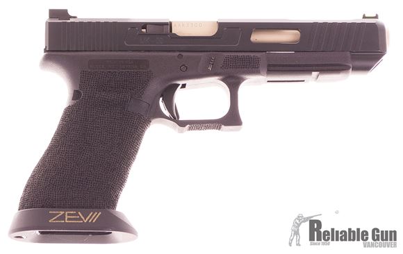 Picture of Used Glock 34 9mm Pistol - w/Custom Machined Slide, Taran Tactical Sight Set, TiN Barrel, ZEV Heavyweight Magwell, Trigger Job, Stippled Grip & Undercut