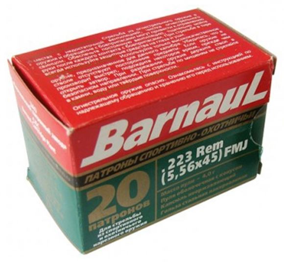 Picture of BarnauL Rifle Ammo - 223 Rem, 55Gr, FMJ, Zinc Plated Steel Case, Non-Corrosive, 500rds Case