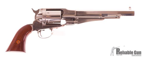 Picture of Used Taylor's & Co. Uberti 1858 Remington Conversion Single-Action 44-40, 8" Octagon Barrel, Polished Nickel Finish, With Original Box, Very Good Condition