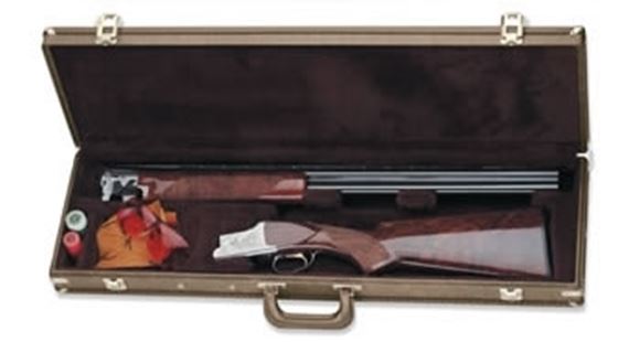 Picture of Browning Gun Cases, Fitted Gun Cases - Traditional Over/Under 36 Shotgun Takedown Case, 36.875" x 10.625" x 4", Classic Brown, Wood Frame, Vinyl Shell, Antique Brass Trim