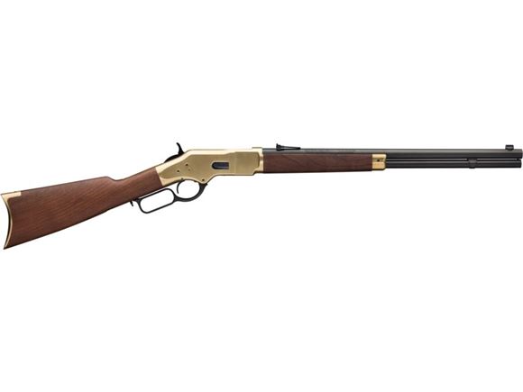 Picture of Winchester Model 1866 Short Rifle Lever Action - 45 Colt, 20" Round Barrel, Brushed Polish Finish, Brass Receiver, Grade V/VI Satin Oil Finish Black Walnut Stock, 10rds