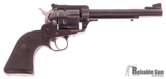 Picture of Used Ruger New Model Blackhawk Single-Action 357 Mag, 6.5" Barrel, With 9mm Cylinder, Pachmayr Grips & Original Box, Good Condition