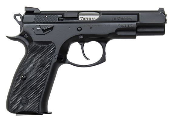 Picture of CZ 75 BD Omega DA/SA Semi-Auto Pistol - 9mm, 4.61", Hammer Forged, Black Polycoat, De-Cocker, Plastic Grips, 2x10rds, Fixed Sights