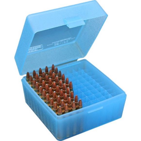 Picture of MTM Case-Gard R-100 Series Rifle Ammo Box - RS-100, 100rds, Clear Blue