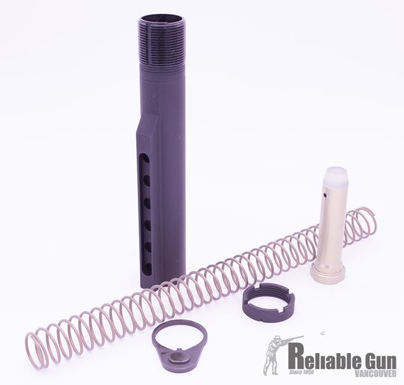 Picture of Brownells AR15 Parts - Carbine Mil-Spec Stock Completion Kit, Includes: (Mil-spec Buffer tube, End plate, Castle nut, Carbine Buffer Spring, Carbine Buffer)