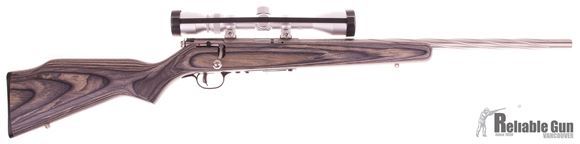 Picture of Used Savage Mark II BVSS Bolt-Action 22 LR, 21" Spiral Fluted Stainless Heavy Barrel, Laminate Stock, With Bushnell 3-9x40mm Scope, 4 Mags, Very Good Condition