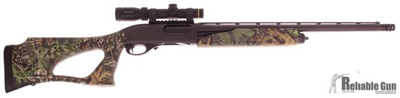 Picture of Used Remington 870 Express Pump-Action 12ga, 3" Chamber, 21" Vent Rib Barrel, Extra Full Ported Turkey Choke, MO Obsession Shurshot Stock, With Leupold VXR 1.25-4x20mm Scope, Excellent Condition