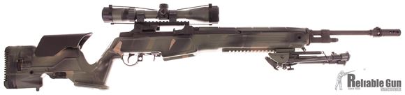 Picture of Used Norinco M305 Semi Auto Rifle, 308Win, 22'' Barrel, Archangel Stock, M14.CA Scope Rail, Cabelas 3-12 Scope, BiPod, Muzzle Brake, 3 Magazines, Camo Painted Stock And Scope, Green Soft Case, Good Condition