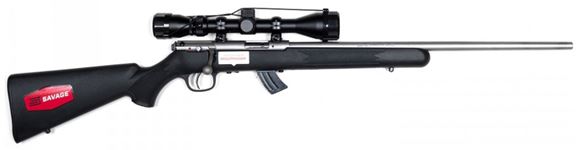 Picture of Savage Arms Mark II FSSNSXP Bolt Action Rifle - 22 LR, 21", Matte Stainless Steel, Matte Black Synthetic, 10rds, With Weaver 3-9x40mm Scope