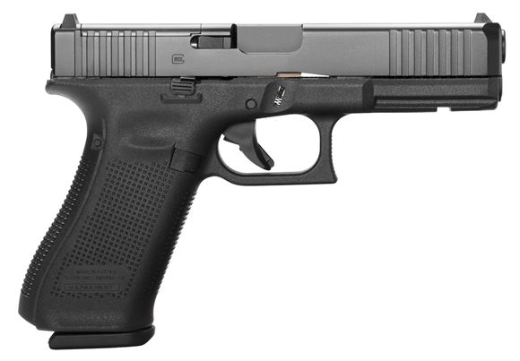 Picture of Glock 17 MOS Gen5 Standard Safe Action Semi-Auto Pistol - 9mm, MOS Configuration, 4.49", Black, 3x10rds, Fixed Sight, Front Serrations, 5.5lb. Made in USA