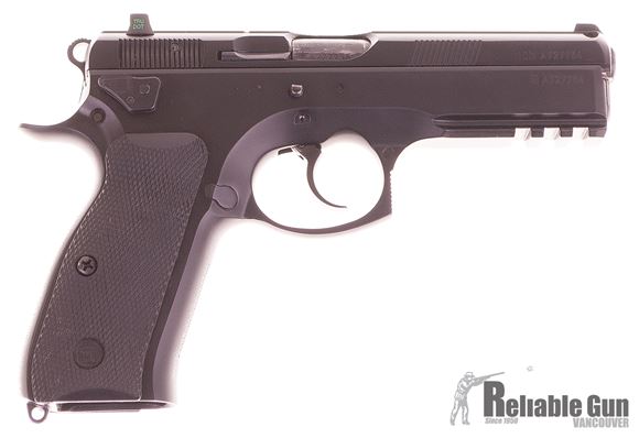 Picture of Used CZ 75 SP-01 Tactical DA/SA Semi-Auto Pistol - 9mm, 4.61", Hammer Forged, Black Polycoat , Rubber Grips, 2 Magazines, Fixed Tritium Sights, Decocker, Rail, Very Good Condition, No Box