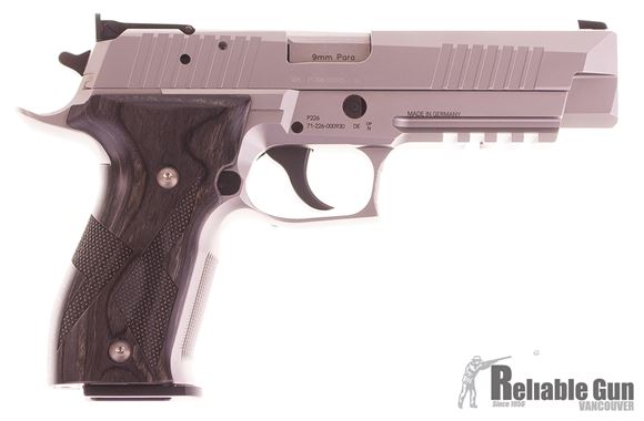 Picture of Used SIG SAUER P226 X-Five Allround DA/SA Semi-Auto Pistol - 9mm, 5.0", Stainless, Black Laminate Grips, 2x10rds, AdjustableTarget Sight, Beavertail, Original Box, New Condition