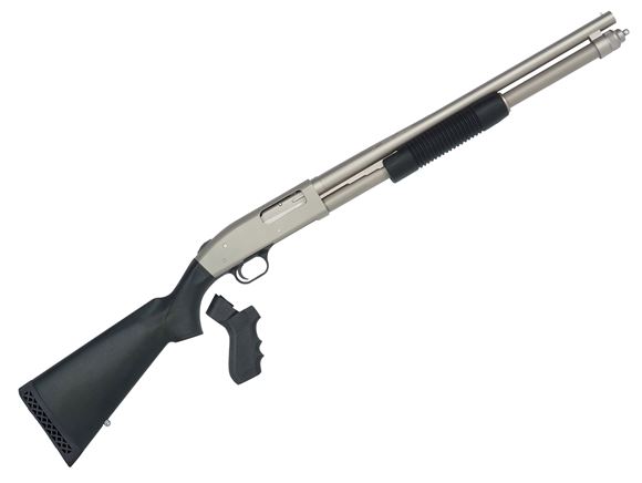 Picture of Mossberg 590A1 Tactical Special Purpose Mariner Pump Shotgun - 12Ga, 3", 18.5", Heavy-Walled, Marinecote, Black Synthetic Quick Detach Adjustable Stock w/ Pistol Grip, 6rds, Front Bead Sight, Fixed Cylinder