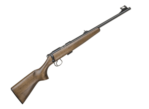 Picture of CZ 455 Scout Rimfire Bolt Action Rifle - 22 LR, 16" Barrel, Threaded, Blued, Youth LOP Beechwood Stock, Single-Shot Magazine, w/Sights