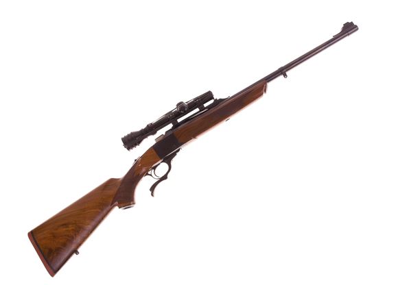 Picture of Used Ruger No 1 Single-Shot 45-70, 22" Barrel w/Sights, Walnut Stock, With Redfield 1-4 Scope, Excellent Condition