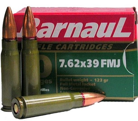 Picture of BarnauL Rifle Ammo - 7.62x39mm, 123Gr, FMJ, Lacquered Steel Case, Non-Corrosive, 500rds Case