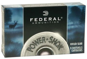 Picture of Federal Power-Shok Shotgun Ammo - 410, 2-1/2", 1/4oz, Max DE, Rifled Slug HP, 5rds Box, 1775fps