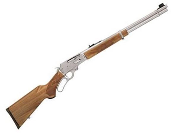 Picture of Marlin Model 336SS Lever Action Rifle - 30-30 Win, 20", Stainless Steel, American Black Walnut Pistol Grip Stock w/Fluted Comb, 6rds, Brass Bead w/Wide-Scan Hood Front & Adjustable Semi-Buckhorn Folding Rear Sights