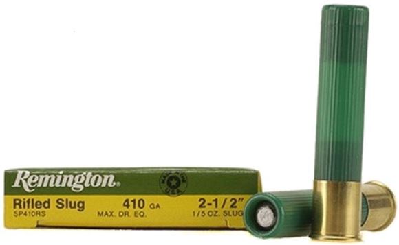 Picture of Remington Slugs, Slugger Rifled Slugs Shotgun Ammo - 410, 2-1/2", MAX DE, 1/5oz, RS, 250rds Case, 1830fps