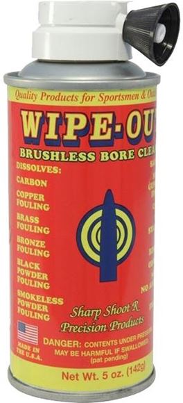 Picture of Sharp Shoot-R Precision Bore Cleaners For Smokeless Powder - Wipe-Out Brushless Bore Cleaner, Aerosol, 5oz Can