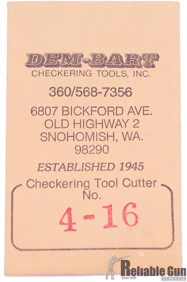 Picture of Dem Bart 4-16LPI Checkering Cutter (L.H.guide R.H.Cutter)