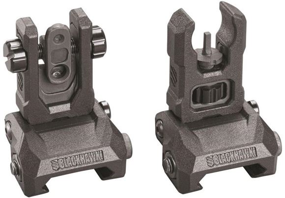 Picture of Blackhawk Long Gun Accessories - Hybrid Folding/Flip-Up Sight, Low Profile, Adjustable Front & Rear, Black