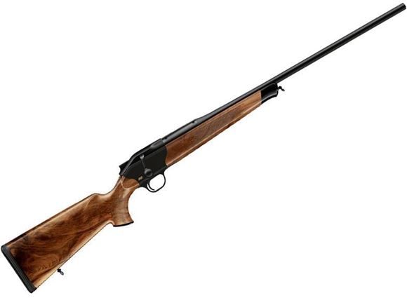Picture of Blaser R8 Jaeger Edition Straight Pull Bolt Action Rifle - 243 Win, 22", Black Receiver, Grade 3 Wood Stock With Bavarian Cheek Piece & Double Rabbet, Black Synthetic Forearm Tip