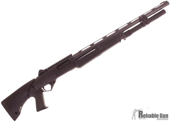 Picture of Used Benelli Super Nova Tactical Pump Action Shotgun - 12Ga, 3-1/2", w/2 Barrels 14'' and Carlson 24'' Ported, Black Synthetic Tactical Collapsible Pistol Grip Stock, Mag Extension, Ghost Ring Sights, Mesa Tactical Side Saddle, Very Good Condition