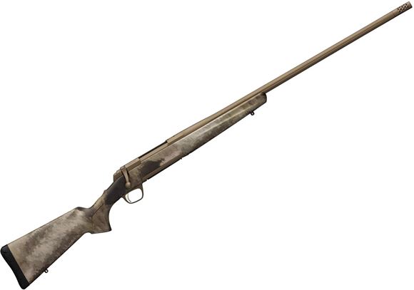 Picture of Browning X-Bolt Hell's Canyon Long Range Bolt Action Rifle - 6.5 PRC, 26" Fluted Heavy Sporter Barrel, Burnt Bronze Cerakote, Composite Sporter Stock, A-TACS AU Finish, Threaded Muzzle Brake, 3rds