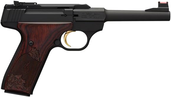 Picture of Browning Buck Mark Challenge Rosewood Semi-Auto Rimfire Pistol - 22 LR, 5.5",  Matte Black Receiver & Round Barrel, Rosewood Grips, 10rds, TruGlo Fiber Optic Front & Pro-Target Rear Sight