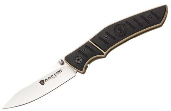 Picture of Browning Knives - Black Label Finish Line, Assisted Open, 3 3/8" Hollow Ground Stainless Steel Blade, Black G-10 Handle