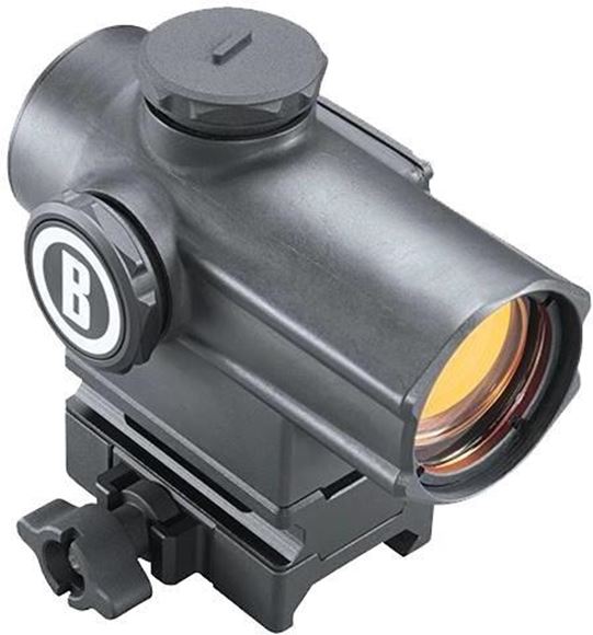 Picture of Bushnell Tactical Optics, Mini Cannon Red Dot - 1x25mm, Matte, 4 Reticle Settings, Adjustable Brightness, 1/2 MOA Click Value, Multi-Coated, Waterproof/Fogproof/Shockproof, Dry Nitrogen Filled, CR2032
