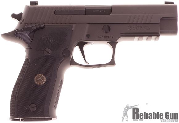 Picture of Used Sig Sauer P226 SAO Legion Single Action Semi-Auto Pistol - 9mm, 4.4", Legion Gray PVD Finish Stainless Steel Slide & Alloy Frame, Custom G-10 Grips, 2x10rds, X-Ray Day/Night Sights, Rail, Master Shop Flat Trigger