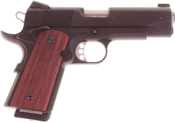 Picture of Used Les Baer Stinger, Officers Frame 1911, 45 ACP, 4.25'' Barrel, Blued Frame & Slide, Rosewood Grips, 1 Magazine, Scratch on Right Side of Slide, Otherwise Very Good Condition