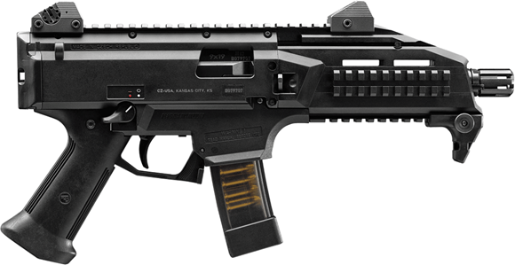 Picture of CZ Scorpion Evo Semi Auto Carbine - 9mm Luger, 7", Fiber-Reinforced Polymer Frame, Adjustable Folding Stock, 2x5/20rds, Black