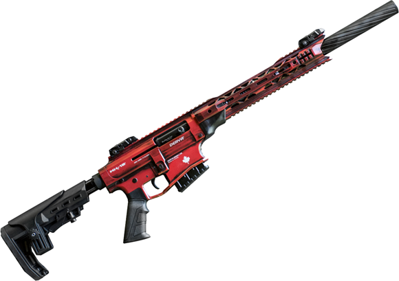 Picture of Derya Arms MK-12 Canadian Edition Model AS106S Vertical Magazine Semi-Auto Shotgun - 12Ga, 3", 20", Blurred Red w/ White Maple Leaf, Synthetic Stock, 1x2rds, 2x5rds, AR Flip Up Sights, Barrel Shroud, 3 Mobil Choke