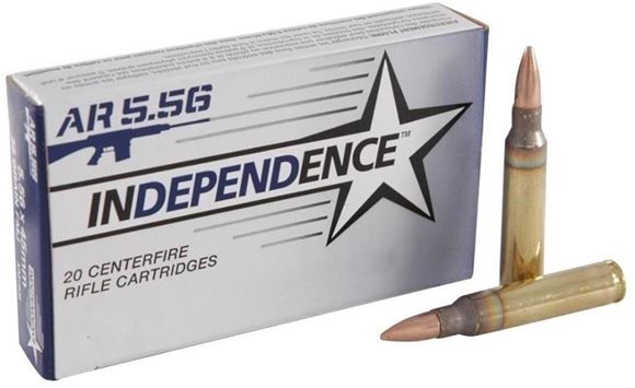 Picture of Federal Independence XM193I 5.56 NATO Rifle Ammunition, 55 gr. FMJ, 500 rd. Case