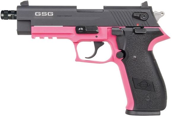 Picture of German Sport Guns (GSG) FireFly Rimfire DA/SA Semi-Auto Pistol - 22 LR, 4.7", Pink, Aluminum Alloy Slide & Polymer Frame, Black Ploymer Grips, 10rds, Fixed 3-Dots Sights