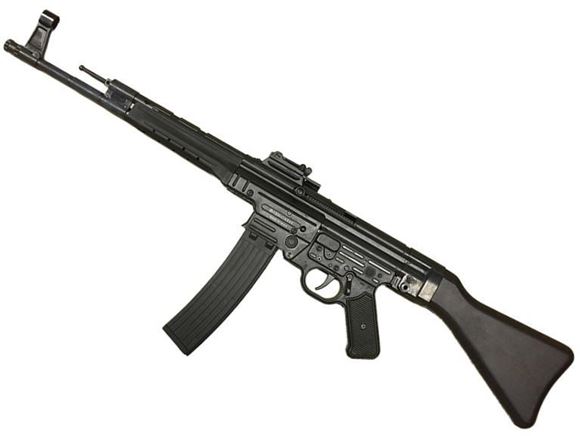 Picture of German Sport Guns (GSG) GSG-STG 44 Rimfire Semi-Auto Rifle - 22 LR, 17.2", Blued, Black Wood Stock & Grip Panels, 25rds, Fixd Front Post & Adjustable Rear Sights