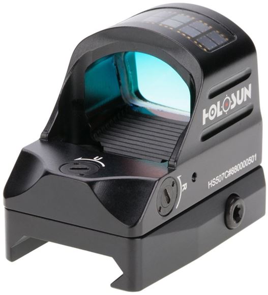 Picture of Holosun Reflex Sights - HS507C Micro Reflex Sight, Black, 2 MOA Red Dot; 32 MOA Circle, 10 DL & 2 NV Compatible, 7075 Aluminum Housing, Waterproof 1m, Solar Cell, CR2032, Up to 100,000 hrs
